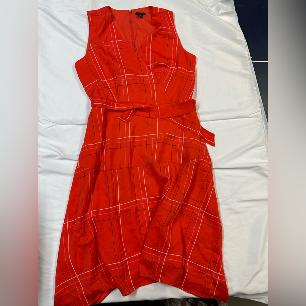 Orange Plaid Dress with Belt.